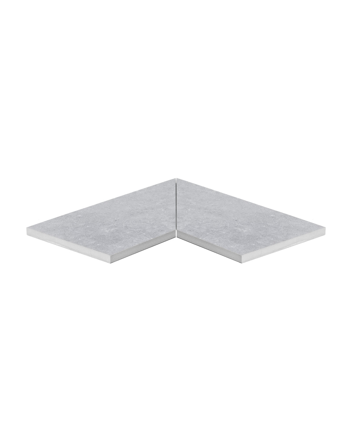 Afboording binnenhoek uit 2 stukken 100x50 cm recht met 2 vellingkanten